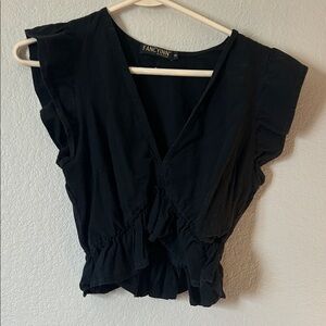 FANCYINN cropped Black Top